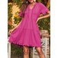 🔥Promoção de Verão 2026: 49% de desconto🌈Vestido feminino casual com decote em V, folhos, corte em A e corte solto