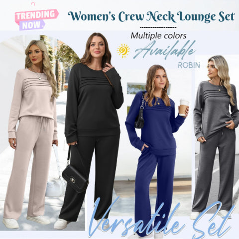 🔥ÚLTIMO DIA 60% DE DESCONTO💓Conjunto de blusa feminina com gola redonda e calças com cordão