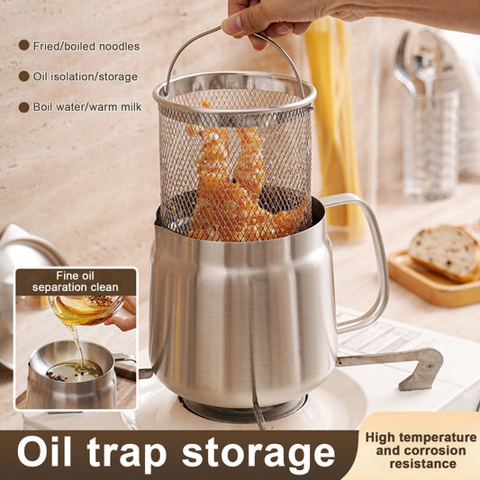 Strain & Reuse Oil Instantly! 2-in-1 Stainless Oil Strainer Pot