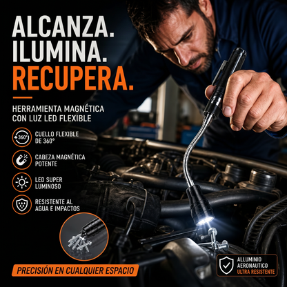 🔦 Lanterna magnética telescópica multifunções | 50% DE DESCONTO 🔥 Braço flexível a 360°, liga resistente, ferramenta para reparações e presente ideal
