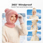 Máscara de inverno feminina de malha com gorro e cachecol