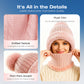 Máscara de inverno feminina de malha com gorro e cachecol