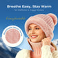 Máscara de inverno feminina de malha com gorro e cachecol