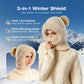 Máscara de inverno feminina de malha com gorro e cachecol