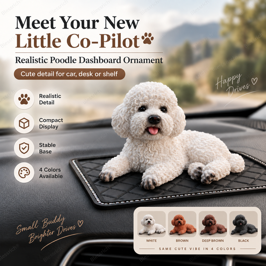 Enfeite de carro em forma de poodle – A decoração mais gira para o painel de instrumentos 🐶✨