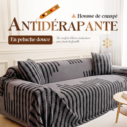 Capa de sofá macia e antiderrapante em pelúcia