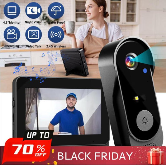💐60% DE DESCONTO! Campainha com câmara e ecrã – Ecrã de 4,3 polegadas, configuração fácil 📱🔔【Preço excecional】
