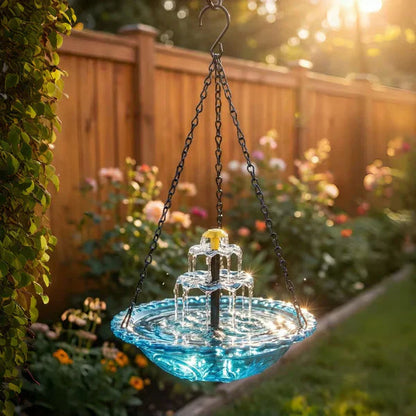 🟔💐PROMOÇÃO DE PRIMAVERA - 50% DE DESCONTO⚡Mais de 50 mil unidades vendidas!🐦Fonte suspensa em cascata com banheira para pássaros, alimentada a energia solar