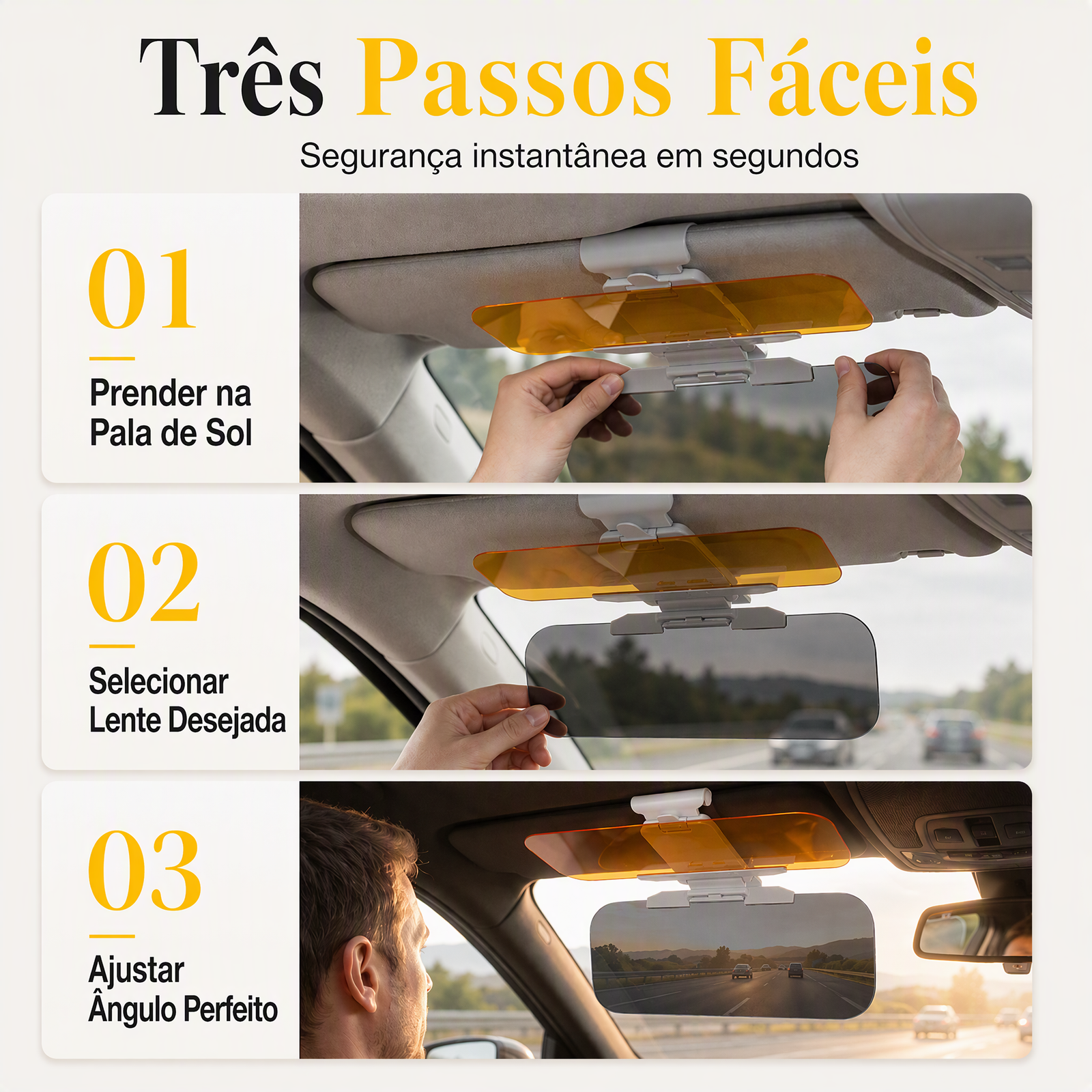 🚗 Poupe 50%! 🌙 Viseira universal HD antirreflexo – Segurança na condução de dia e de noite ✨
