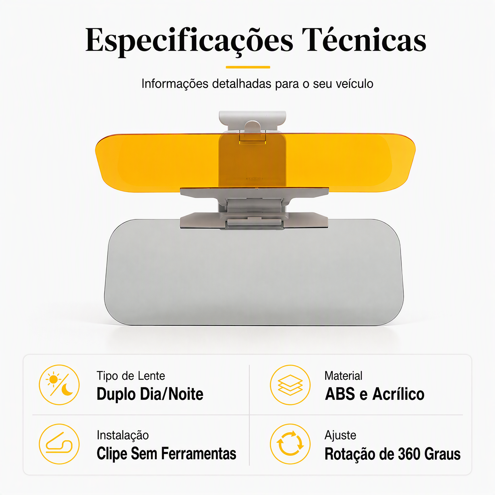 🚗 Poupe 50%! 🌙 Viseira universal HD antirreflexo – Segurança na condução de dia e de noite ✨