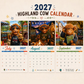 Calendário de parede engraçado com vacas das Terras Altas de 2027 | Calendário de parede A4 | Desenhado por Isabel Kline