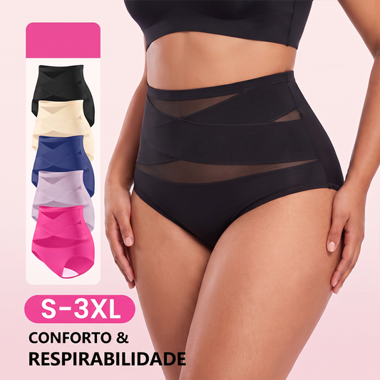🌸 Último dia – Compre 1 e receba 2 embalagens ✨ Cuecas modeladoras de cintura alta com corte cruzado, tamanho Plus