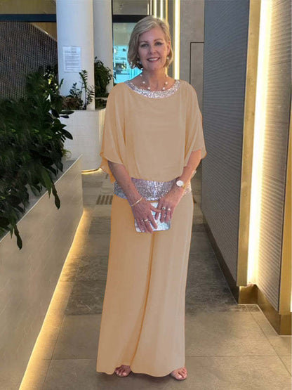 💞Vente chaude🔥Ensemble deux pièces color block élégant et brillant à col rond【Achetez-en 2, livraison gratuite】