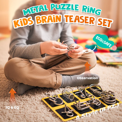 🧠Oferta de Natal por tempo limitado: 50% DE DESCONTO!!!🧠🔠Anel quebra-cabeça de metal, oito peças, versão azul, quebra-cabeças