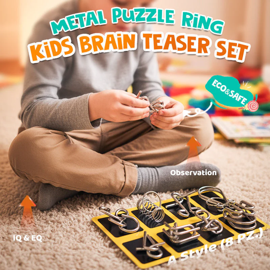 🧠Oferta de Natal por tempo limitado: 50% DE DESCONTO!!!🧠🔠Anel quebra-cabeça de metal, oito peças, versão azul, quebra-cabeças