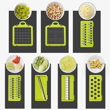 ✨Cortador multifuncional de alimentos – lâminas de aço inoxidável, fácil de limpar, várias opções de preparação 🥗