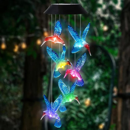 🦋 Dê um toque especial ao seu jardim✨Sinos de vento solares com desenhos criativos de pássaros