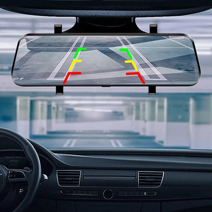 Câmara de marcha-atrás e câmara de bordo de 10 polegadas com ecrã tátil – Visão noturna HD 1296P, lente dupla – ideal para uma condução e estacionamento seguros🚗📹