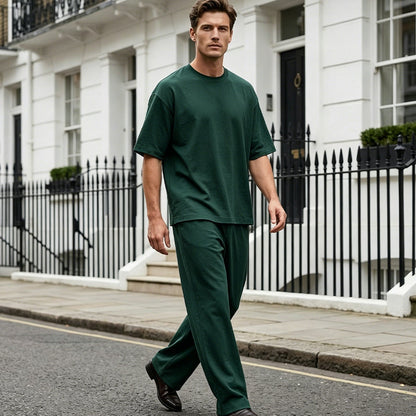 🎁Novidades de 2026 com 50% de DESCONTO💥Conjunto de 2 peças: T-shirt masculina e calças largas