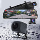 Câmara de marcha-atrás e câmara de bordo de 10 polegadas com ecrã tátil – Visão noturna HD 1296P, lente dupla – ideal para uma condução e estacionamento seguros🚗📹