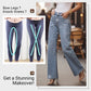 ✨ 50% DE DESCONTO! 💎 Jeans com strass – perna reta e ajuste elástico, detalhes embelezados para um visual chique, versátil para o estilo do dia à noite 🌟👖