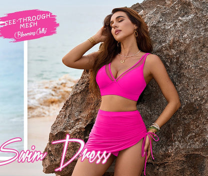 👙ÚLTIMO DIA DE PROMOÇÃO: 70% DE DESCONTO💐Conjuntos de biquíni com saia de banho e cintura alta; fatos de banho com efeito modelador