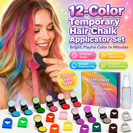 🔥Último dia com 57% de desconto🌈Conjunto de aplicadores de giz temporário para o cabelo com 12 cores