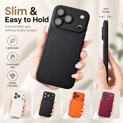 Capa para telemóvel com textura de couro de estilo emblemático – Design premium inspirado numa câmara, capa protetora fina, um upgrade elegante para o seu telemóvel