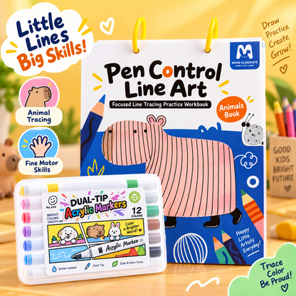 Motor skills workbook for 3-year-olds with 6 activities: tracing lines, copying, early years education, early intervention, concentration exercises, autism