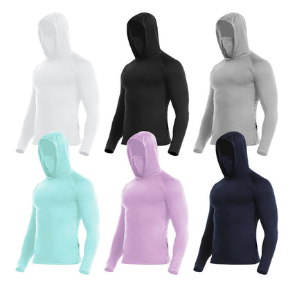 Camisola com capuz leve de secagem rápida e proteção UV para homem
