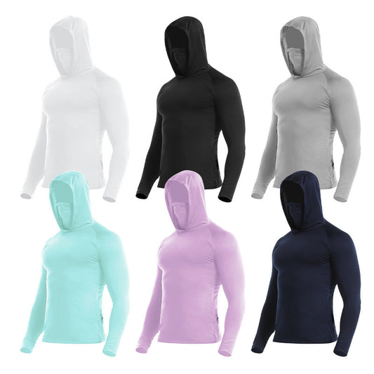 Camisola com capuz leve de secagem rápida e proteção UV para homem