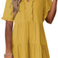 🔥Promoção de Verão 2026: 49% de desconto🌈Vestido feminino casual com decote em V, folhos, corte em A e corte solto