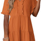 🔥Promoção de Verão 2026: 49% de desconto🌈Vestido feminino casual com decote em V, folhos, corte em A e corte solto