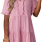 🔥Promoção de Verão 2026: 49% de desconto🌈Vestido feminino casual com decote em V, folhos, corte em A e corte solto