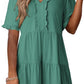 🔥Promoção de Verão 2026: 49% de desconto🌈Vestido feminino casual com decote em V, folhos, corte em A e corte solto