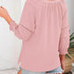 💥Promoção especial do último dia: 49% de desconto👚Camisolas casuais de manga 3/4 em forma de lanterna com decote em V para mulher; blusa folgada plissada com recortes