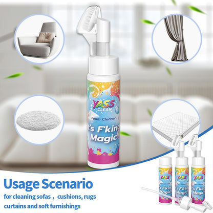 💖ÚLTIMO DIA: COMPRE 2 E GANHE 1 GRÁTIS!!💖 Yass Clean Magic Foam – Produto de limpeza para tapetes e estofos – Removedor de manchas e odores de animais de estimação com escova de limpeza🧼🪄