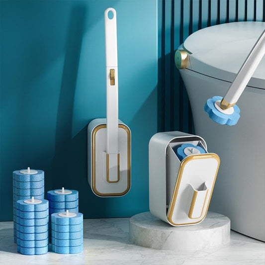 ⚡Mais de 50 mil unidades vendidas!🚽💦Conjunto inovador de escovas descartáveis para sanita, com suporte de parede✨