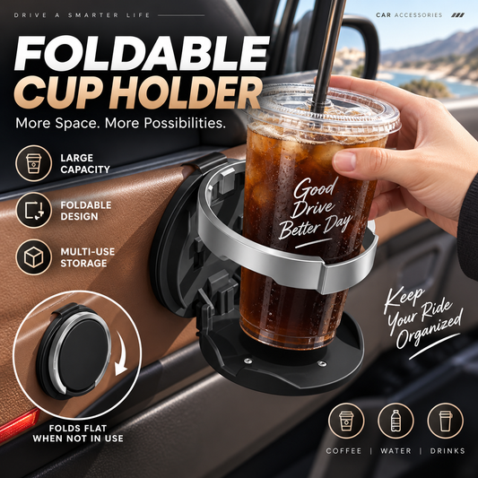 🚗🥤Suporte multifuncional e dobrável para porta de carro – Suporte para bebidas e garrafas de água de grande diâmetro