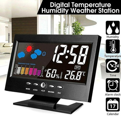 🌡️ ✨ Estação meteorológica digital LED - Monitor de temperatura e humidade com previsão meteorológica e despertador de mesa 📊⏰