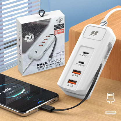 ⌛ Apenas mais 3 dias – 50% em tudo! ⏰Tomada multifuncional de carregamento rápido – 2PD + 2USB