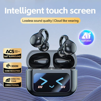 Auscultadores com clipe e ecrã a cores, compatíveis com 134 idiomas, Bluetooth V6.0, à prova de água, com design ergonómico e até 40 horas de autonomia da bateria.