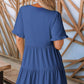 🔥Promoção de Verão 2026: 49% de desconto🌈Vestido feminino casual com decote em V, folhos, corte em A e corte solto