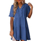 🔥Promoção de Verão 2026: 49% de desconto🌈Vestido feminino casual com decote em V, folhos, corte em A e corte solto