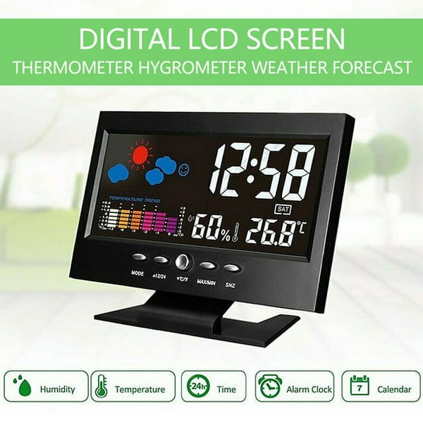⏰Promotion du dernier jour 50%🔥Moniteur numérique de température et d'humidité à LED prévisions météo compteur à LED réveil