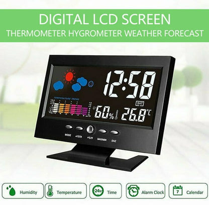 ⏰Promotion du dernier jour 50%🔥Moniteur numérique de température et d'humidité à LED prévisions météo compteur à LED réveil