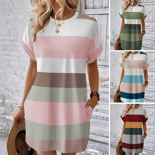 💓Promoção de Verão💓Vestido casual de gola redonda para mulher