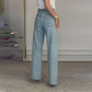 ✨ 50% DE DESCONTO! 💎 Jeans com strass – perna reta e ajuste elástico, detalhes embelezados para um visual chique, versátil para o estilo do dia à noite 🌟👖