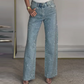 ✨ 50% DE DESCONTO! 💎 Jeans com strass – perna reta e ajuste elástico, detalhes embelezados para um visual chique, versátil para o estilo do dia à noite 🌟👖