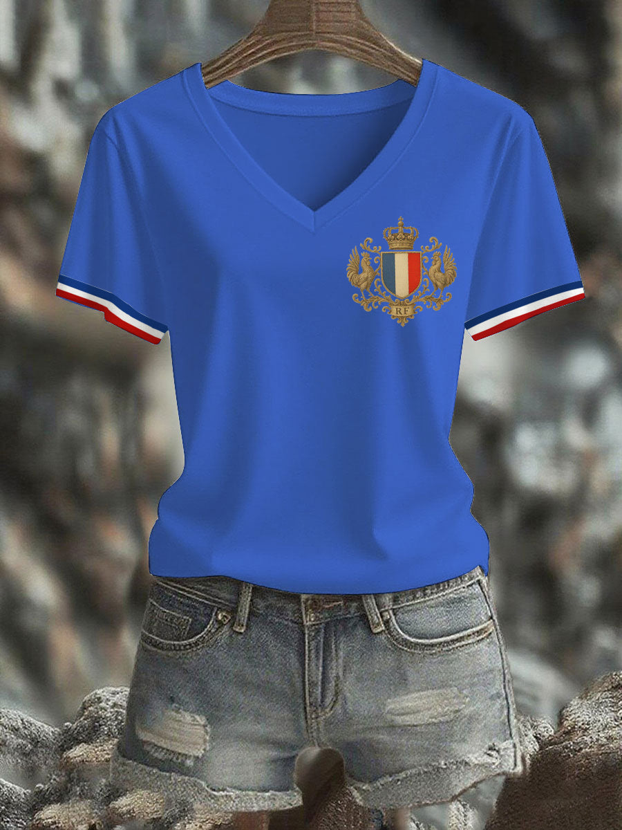 T-shirt manches courtes drapeau de la France pour femmes